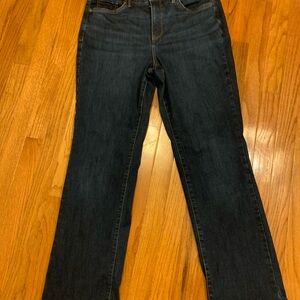 NYDJ Women's High Rise Straight Leg Jeans in Deep Indigo-size 12